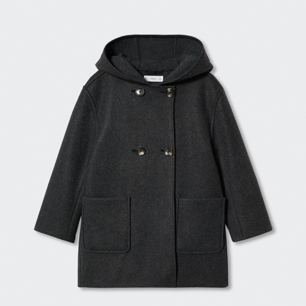 Mango dark gray double breasted coat Hooded Peacoat 11/12Y